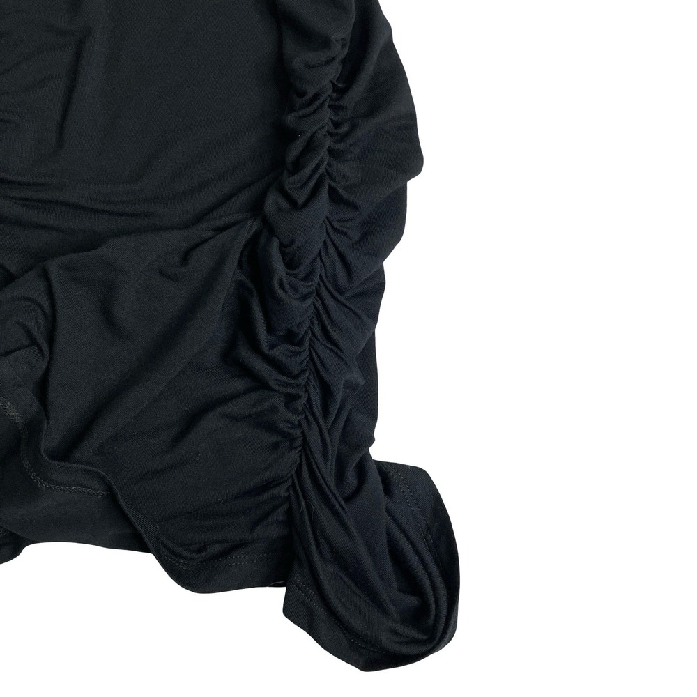 BCBGMAXAZRIA Top Womens M Black Fitted Bodycon Ruched Asymmetrical One Shoulder - Picture 3 of 11